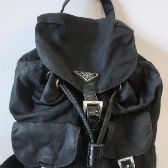 Womens Prada Milano 104 Black Nylon Shoulder Backpack Designer Handbag - Picture 5 of 14